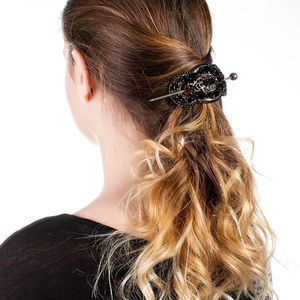 DIMITRIADIS BLACK & SILVER CLASSIC HAIRPIN | WOMENS